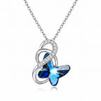 Infinity Blue Butterfly Pendant Necklace
