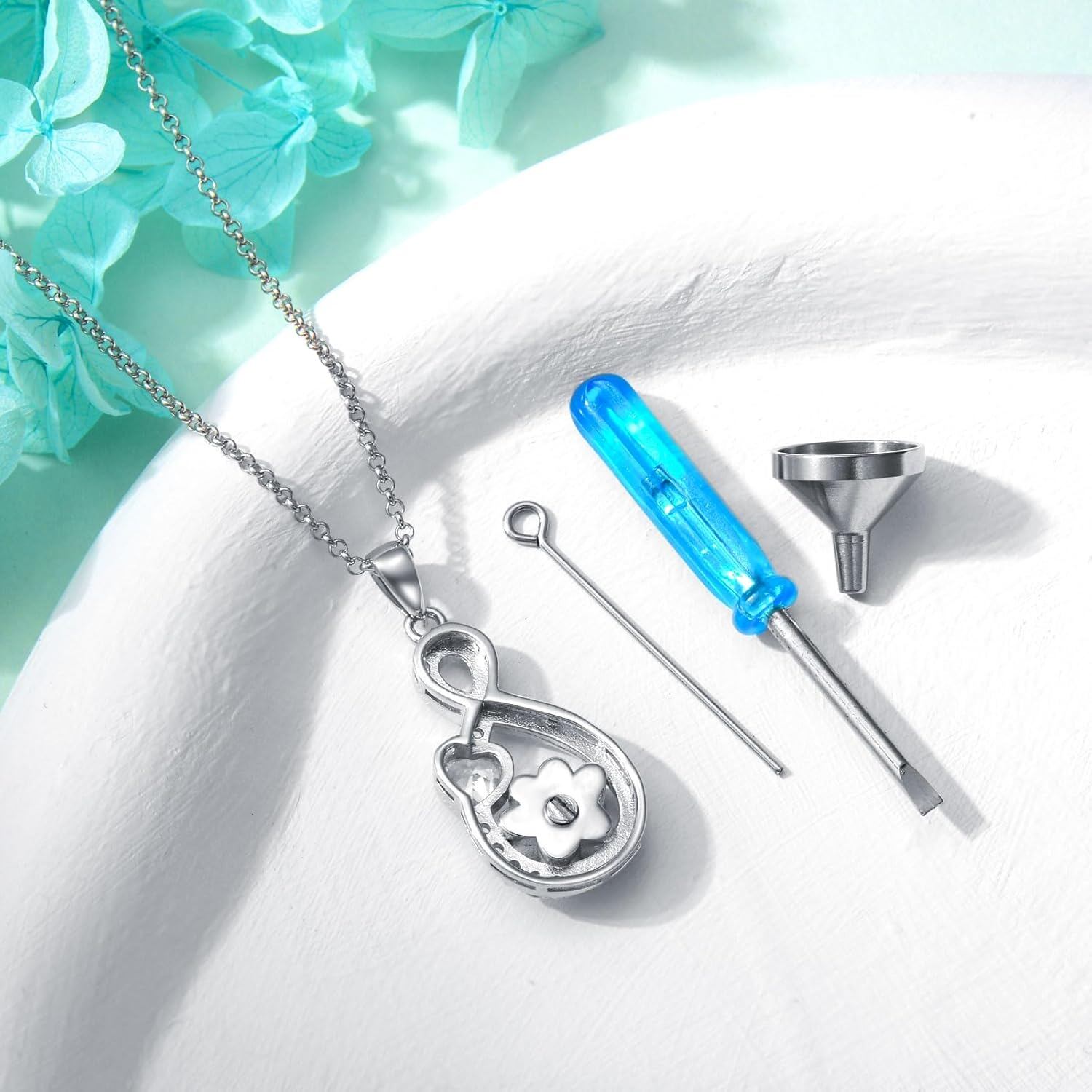 Pet Cremation Memorial Urn Necklace Pendant with Heart and Paw Design