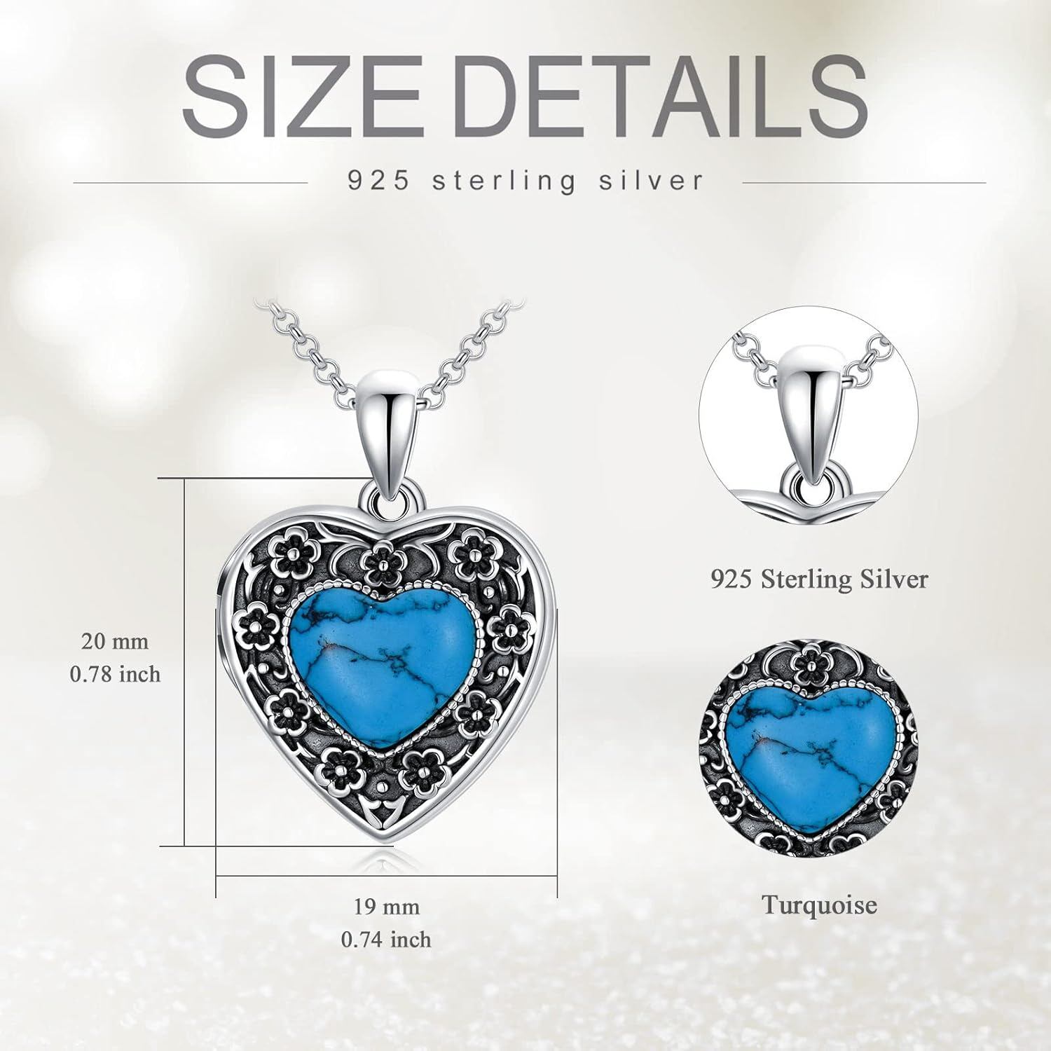 Turquoise Stone Heart Locket Necklace