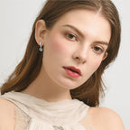 Green Tree Charm Hoop Earrings