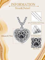 Celtic Paw Print Heart Locket Cremation Ashes Urn Necklace