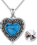 Turquoise Stone Heart Locket Necklace