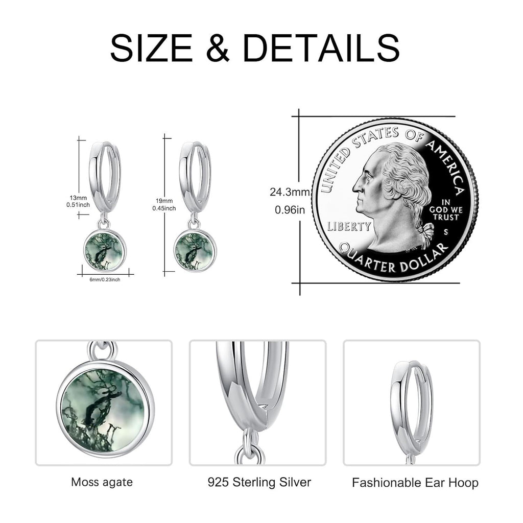 Green Tree Charm Hoop Earrings