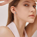 Pink Heart Stud Earrings With Zircon Center