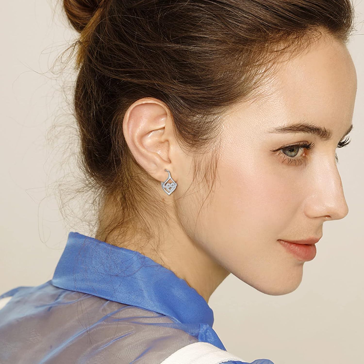 Sterling Silver Heart Knot Leverback Earrings – Sparkling Love Design