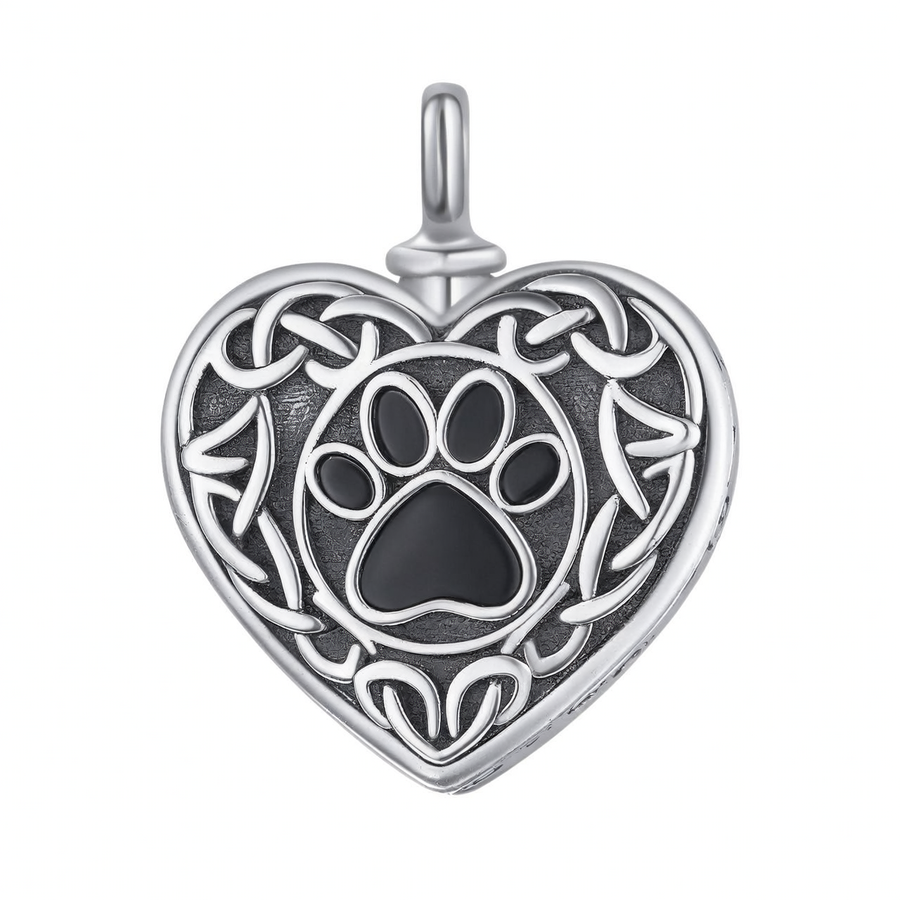 Celtic Paw Print Heart Locket Cremation Ashes Urn Necklace