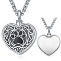 Pet Memorial Urn Necklace – Celtic Knot Paw Print Heart Pendant