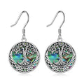 Celtic Tree of Life Abalone Shell Drop Earrings