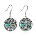 Celtic Tree of Life Abalone Shell Drop Earrings