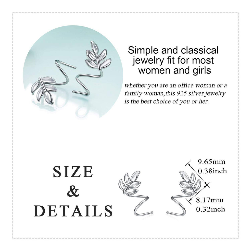 Sterling Silver Leaf Ear Climber Earrings – Lightweight Nature-Inspired Studs