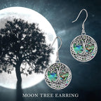 Celtic Tree of Life Abalone Shell Drop Earrings