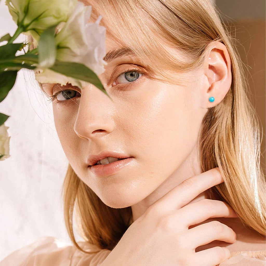 Love Stud Earrings With Turquoise