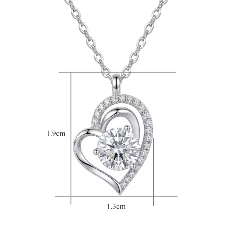 Sterling Silver Swirling Heart Moissanite Necklace
