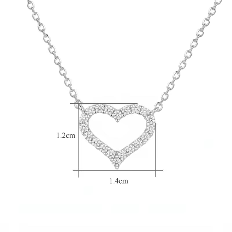 Sterling Silver Moissanite Heart Pendant Necklace – Polished Romantic Jewellery Gift