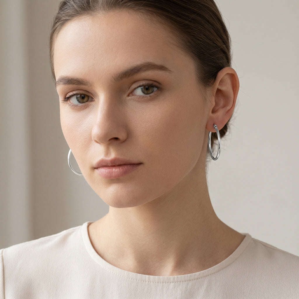 Classic  Hoop Earring with Click-Top Closure