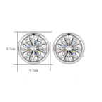 Sterling Silver Round Moissanite Bezel Stud Earrings