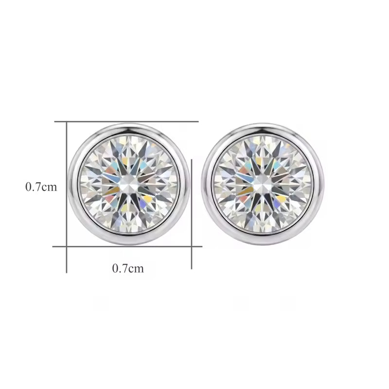 Sterling Silver Round Moissanite Bezel Stud Earrings
