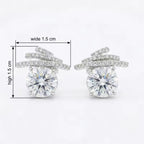 Sterling Silver Wave Cubic Zirconia Stud Earrings