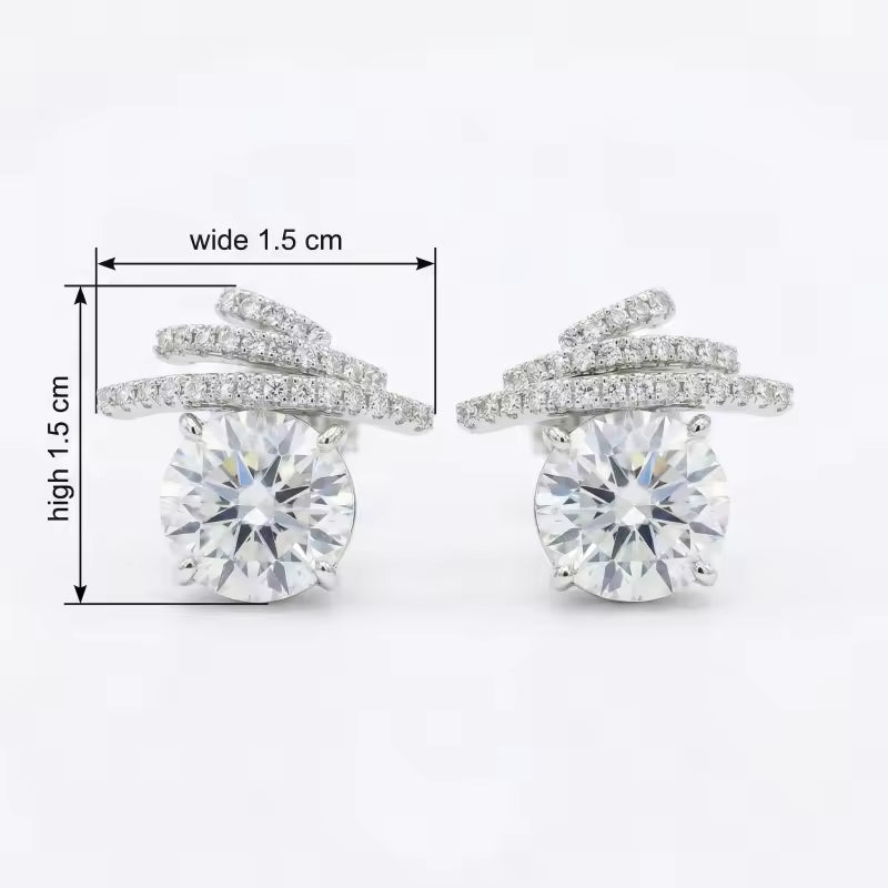 Sterling Silver Wave Cubic Zirconia Stud Earrings