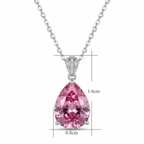 Pink Pear-Cut Pendant Necklace with Sparkling Bail – Silver-Tone Jewellery