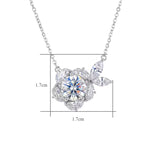 Sterling Silver Moissanite Flower Pendant Necklace