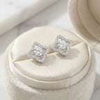Sparkling Quatrefoil Halo CZ Stud Earrings