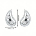 Elegant Silver Teardrop Stud Earrings with CZ Accents