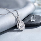 Sterling Silver Pear Moissanite Pendant Necklace