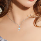 Music Note Pendant Necklace with Heart-Shaped Opal