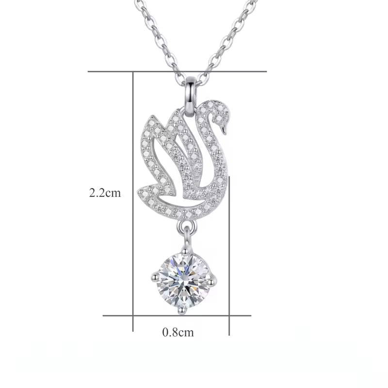 Sterling Silver Swan Moissanite Pendant Necklace