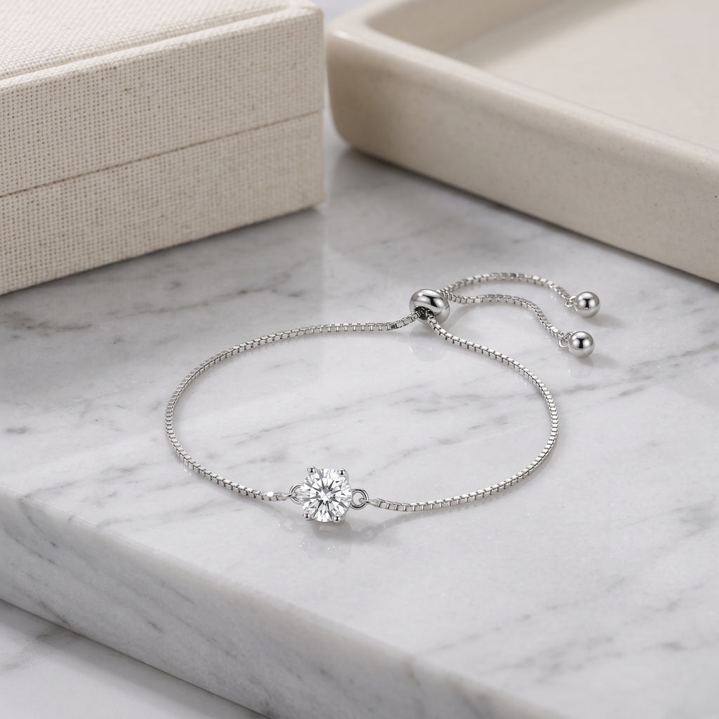 Sterling Silver Moissanite Solitaire Bracelet