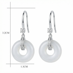 Elegant White Stone Drop Earrings with Polished Silver Accents