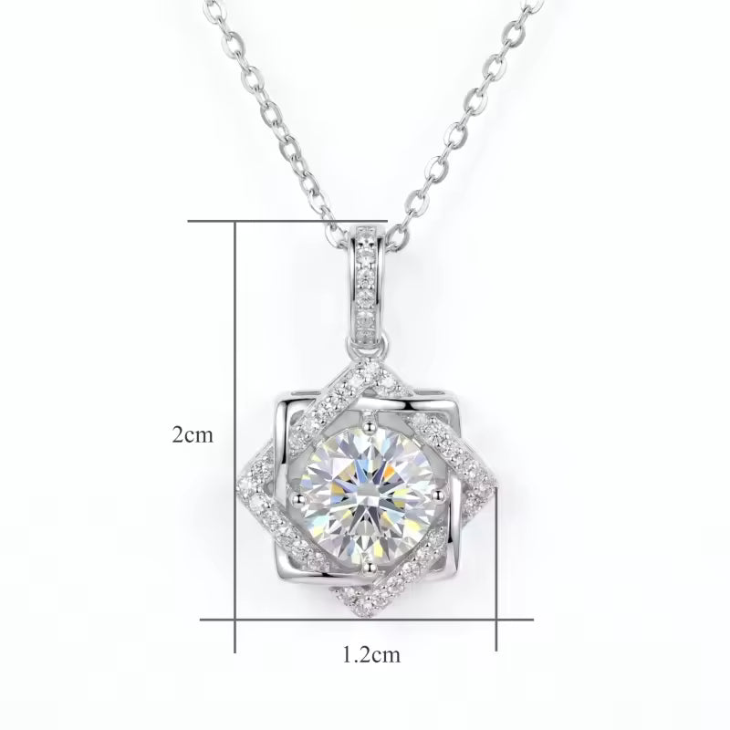 Sterling Silver Geometric Star Halo Necklace