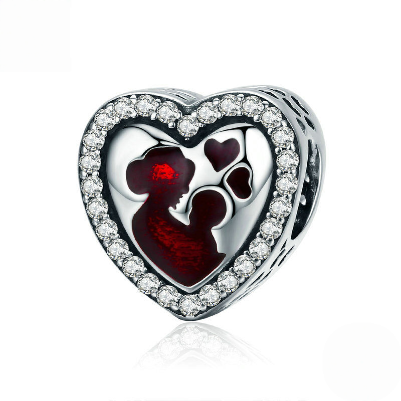 Sterling Silver Love Heart Family Charm Bead