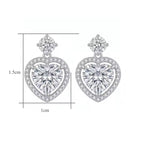 Sterling Silver Moissanite Heart Drop Earrings – Halo Love Design
