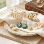 Elegant Green Jade  Flower Drop Earring