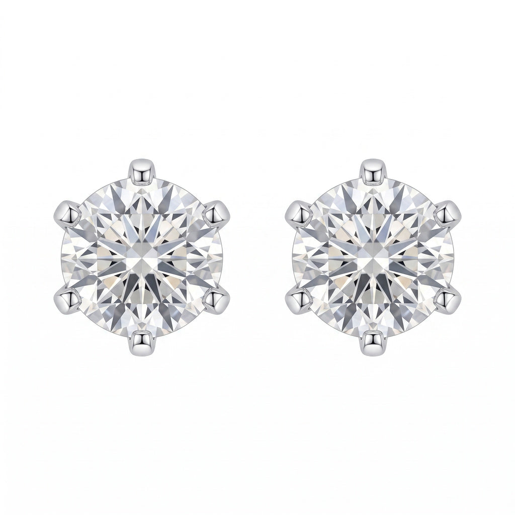 Sterling Silver Solitaire Moissanite Stud Earrings