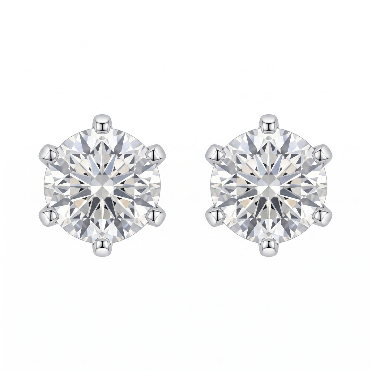 Sterling Silver Solitaire Moissanite Stud Earrings