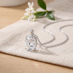 Sterling Silver Oval Moissanite Solitaire Pendant Necklace
