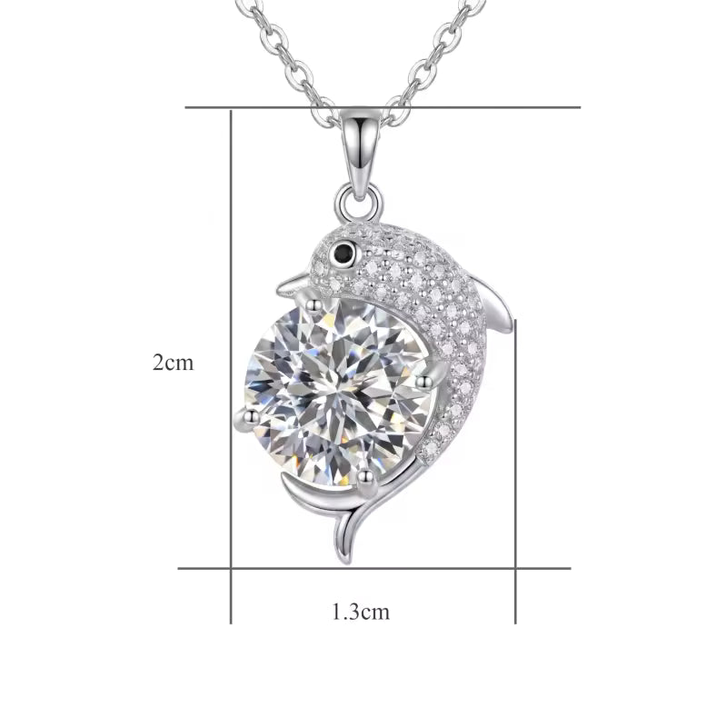Sterling Silver Dolphin Moissanite Necklace
