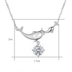 Sterling Silver Dolphin Mother of Pearl Moissanite Pendant Necklace