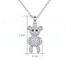 Sterling Silver Teddy Bear Moissanite Necklace
