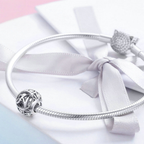 Sterling Silver Vintage Script Initial Letter Charm Bead