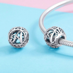 Sterling Silver Vintage Script Initial Letter Charm Bead