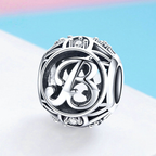 Sterling Silver Vintage Script Initial Letter Charm Bead