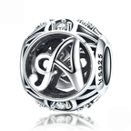 Sterling Silver Vintage Script Initial Letter Charm Bead