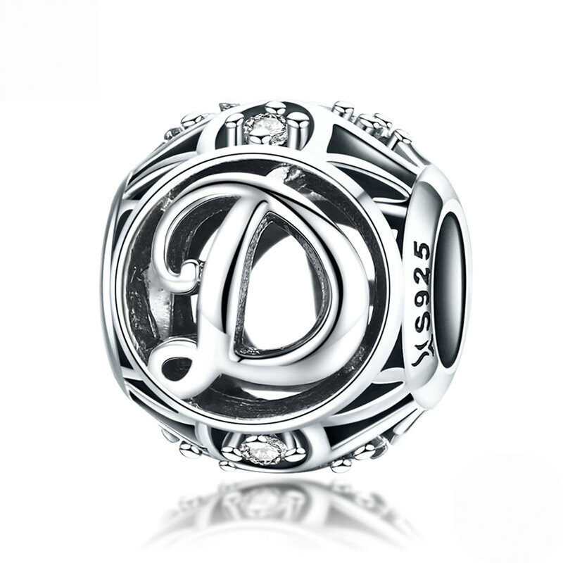 Sterling Silver Vintage Script Initial Letter Charm Bead