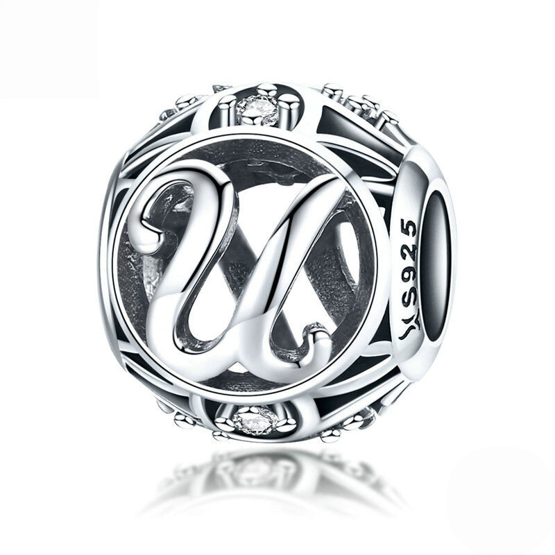Sterling Silver Vintage Script Initial Letter Charm Bead