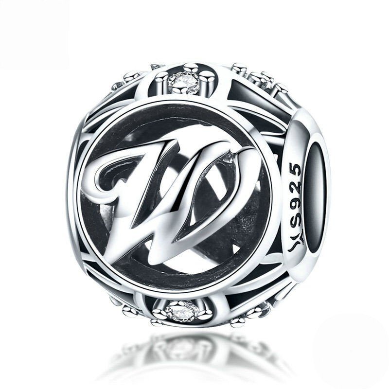 Sterling Silver Vintage Script Initial Letter Charm Bead