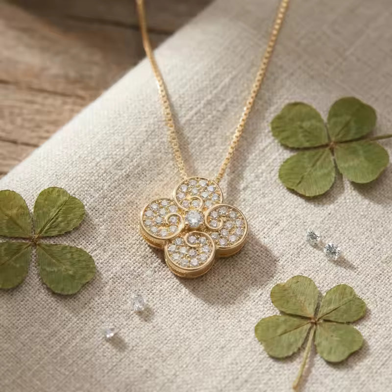 Elegant CZ Clover Pendant Necklace